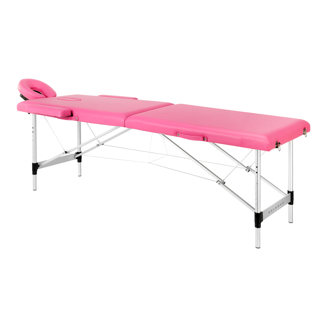 Lettino da massaggio pieghevole in alluminio Balance 2 zone rosa