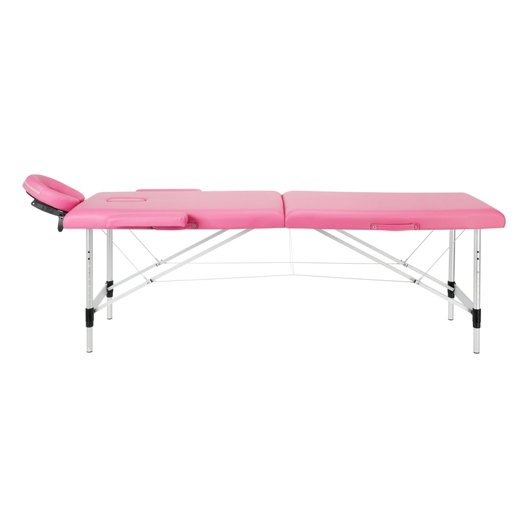 Lettino da massaggio pieghevole in alluminio Balance 2 zone rosa