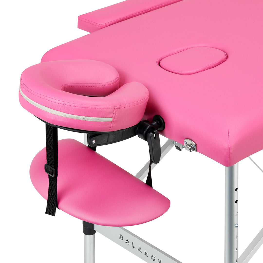 Lettino da massaggio pieghevole in alluminio Balance 2 zone rosa