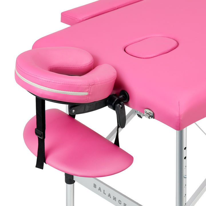 Lettino da massaggio pieghevole in alluminio Balance 2 zone rosa