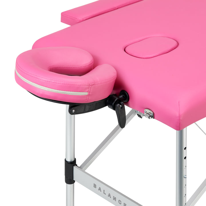 Lettino da massaggio pieghevole in alluminio Balance 2 zone rosa