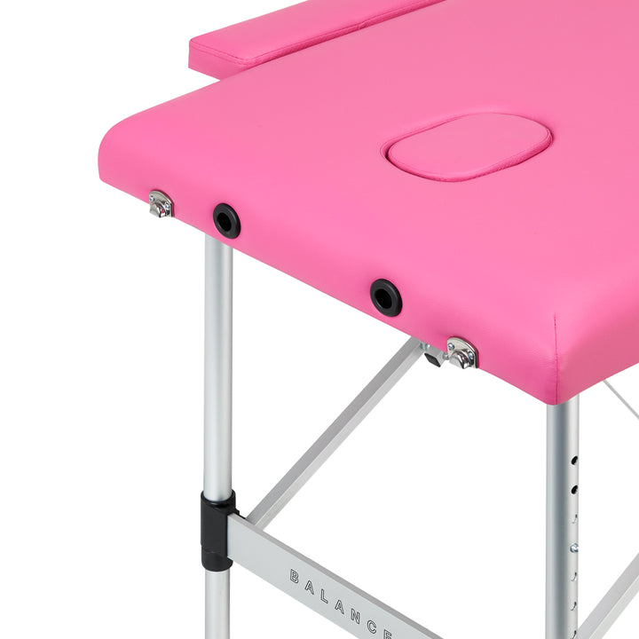 Lettino da massaggio pieghevole in alluminio Balance 2 zone rosa