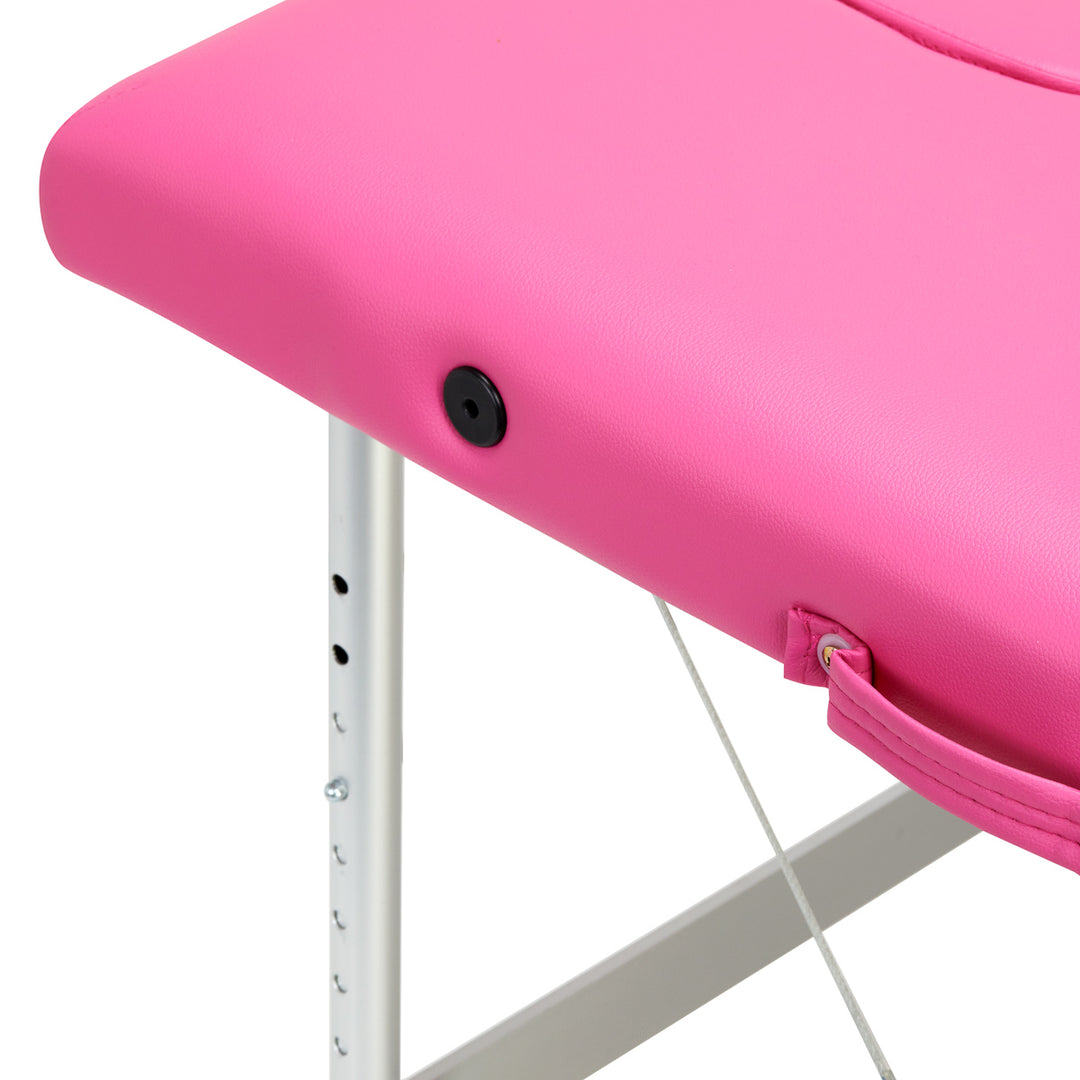 Lettino da massaggio pieghevole in alluminio Balance 2 zone rosa