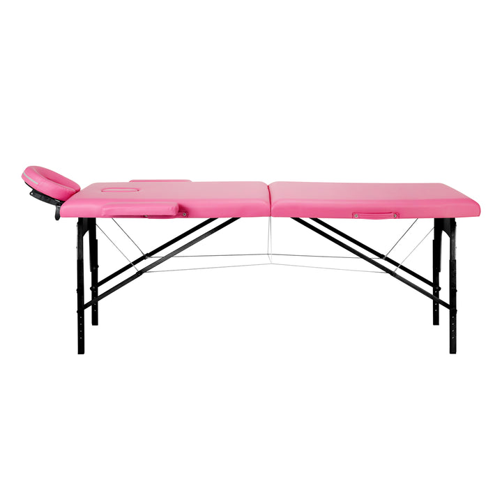 Lettino da massaggio pieghevole in legno di faggio Balance 2 zone rosa