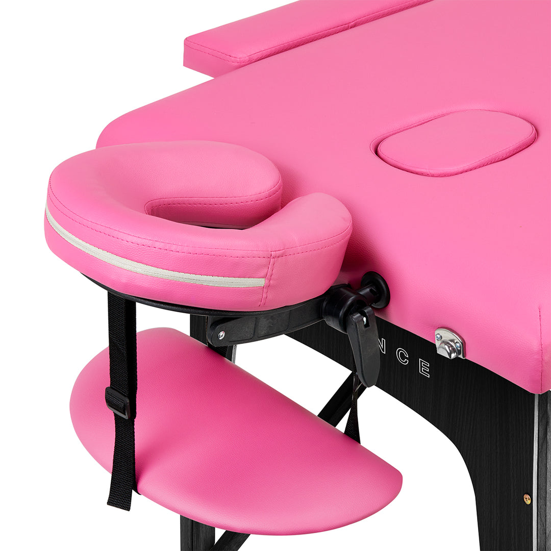 Lettino da massaggio pieghevole in legno di faggio Balance 2 zone rosa
