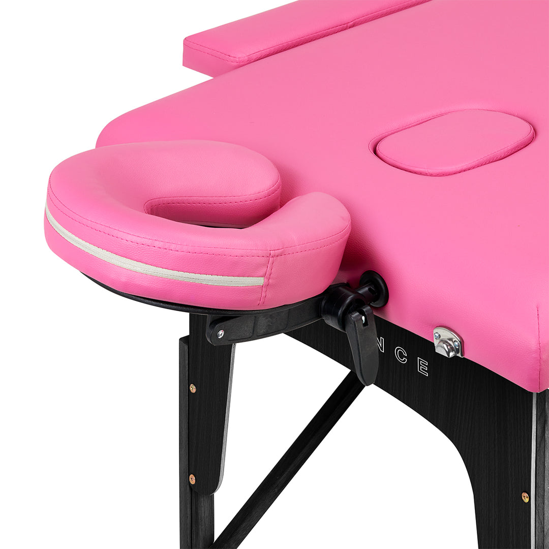 Lettino da massaggio pieghevole in legno di faggio Balance 2 zone rosa