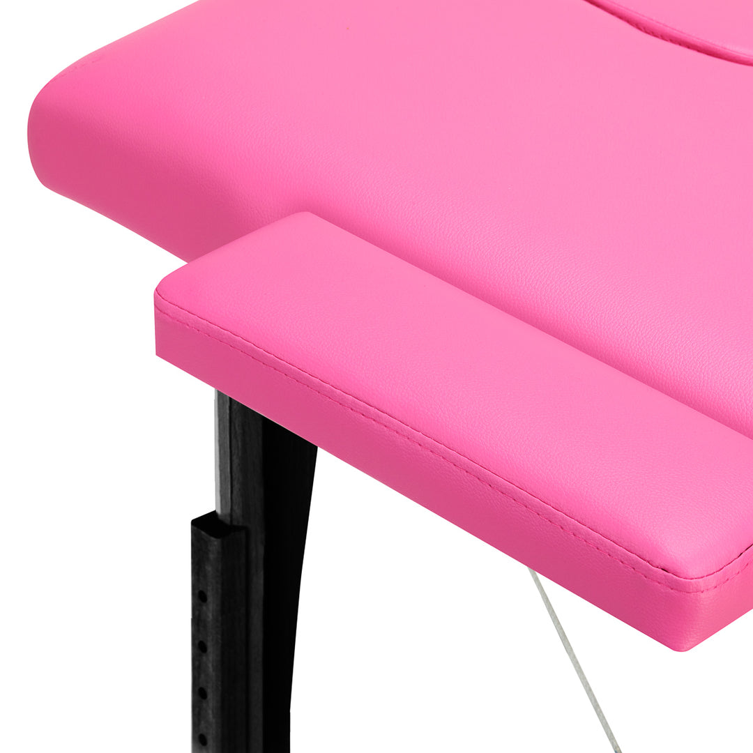Lettino da massaggio pieghevole in legno di faggio Balance 2 zone rosa