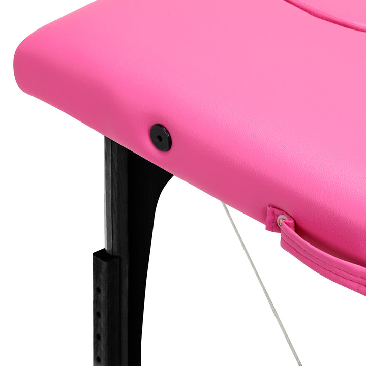 Lettino da massaggio pieghevole in legno di faggio Balance 2 zone rosa