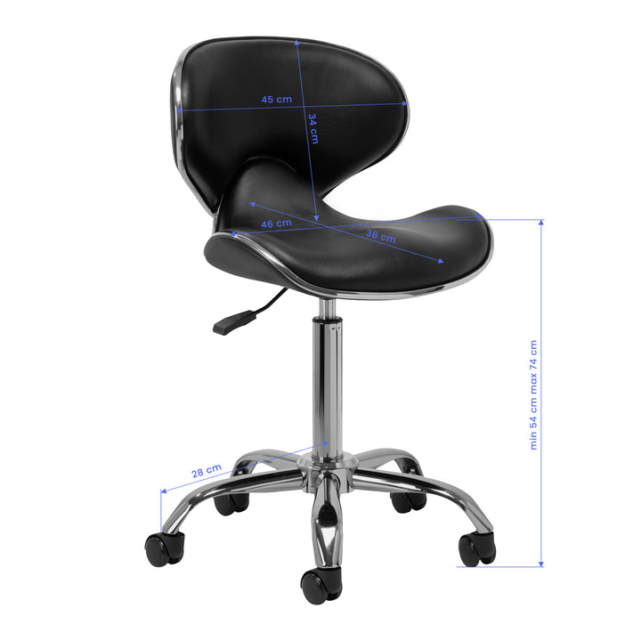 Sedia da Salone con Ruote e Schienale Gabbiano Q-4599 v2 Nero - immagine 7