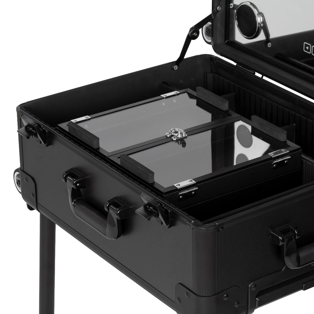 Valigia Trucco Postazione Mobile Plus con Specchio Illuminato e Casse Nero - immagine 9