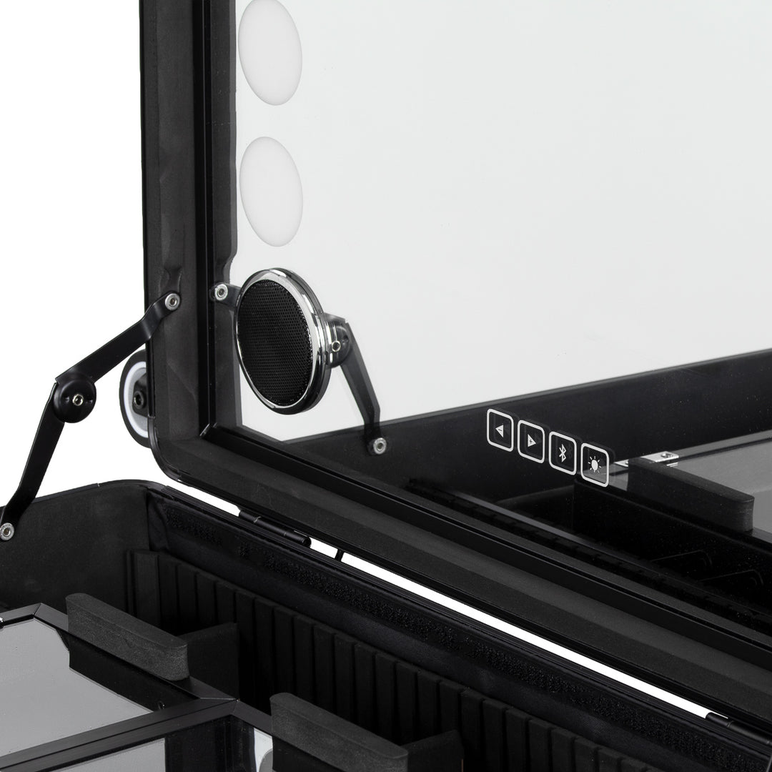 Valigia Trucco Postazione Mobile Plus con Specchio Illuminato e Casse Nero - immagine 10