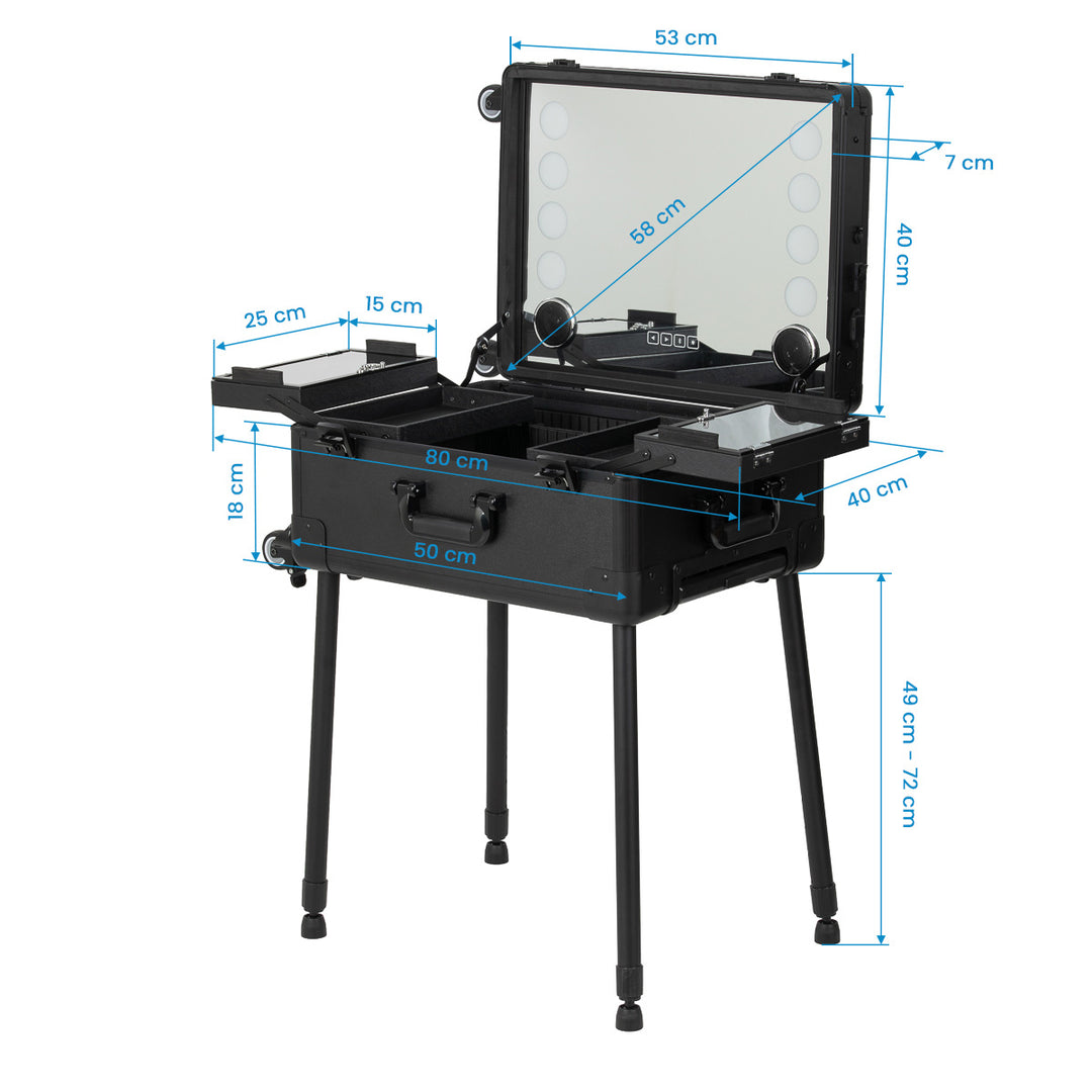 Valigia Trucco Postazione Mobile Plus con Specchio Illuminato e Casse Nero - immagine 14