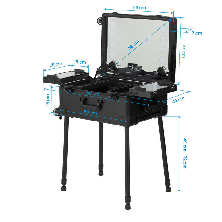 Valigia Trucco Postazione Mobile Plus con Specchio Illuminato e Casse Nero - immagine 14