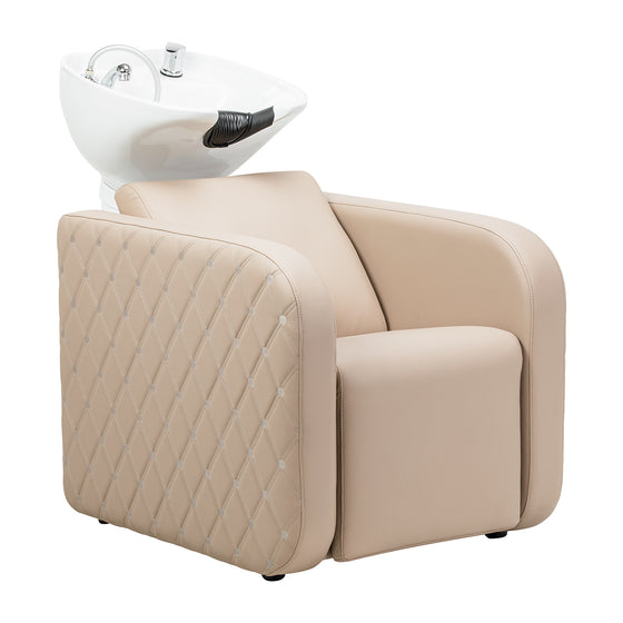 Lavatesta Parrucchiere Gabbiano Sylvia Plus con Massaggio e Poggiagambe Elettrico Beige