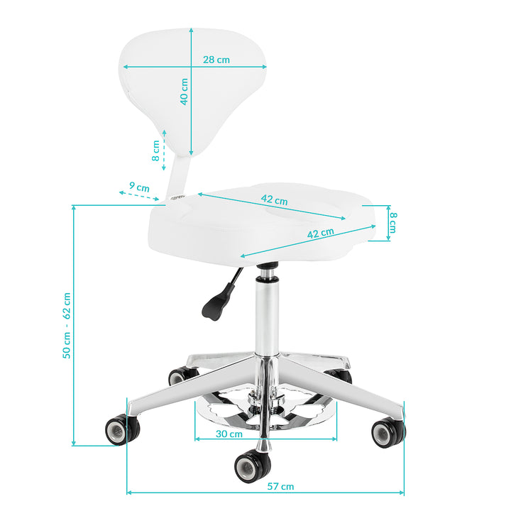 Sgabello con Ruote Azzurro 156F Bump-Up Bianco Neve - immagine 10