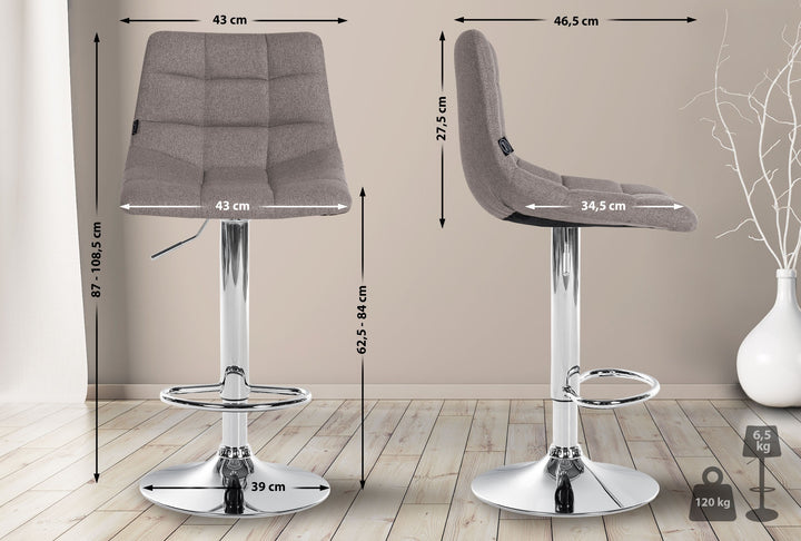 Sgabello da Bar 107 Tessuto Grigio - immagine 2