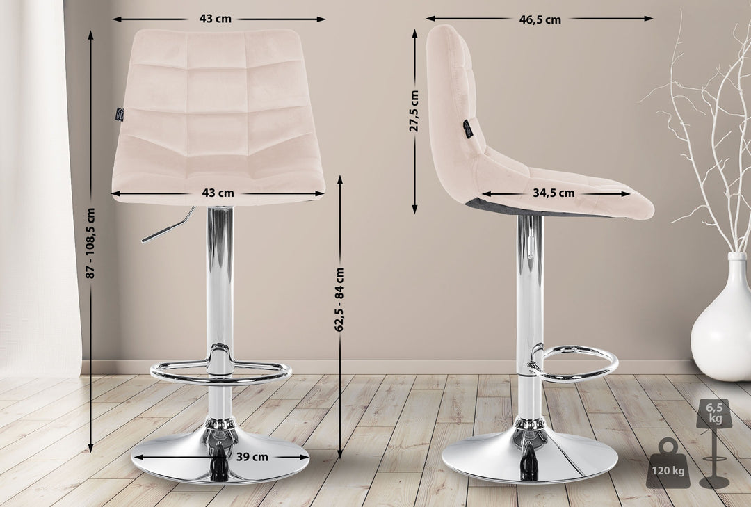 Sgabello da Bar 107 Velluto Beige - immagine 2
