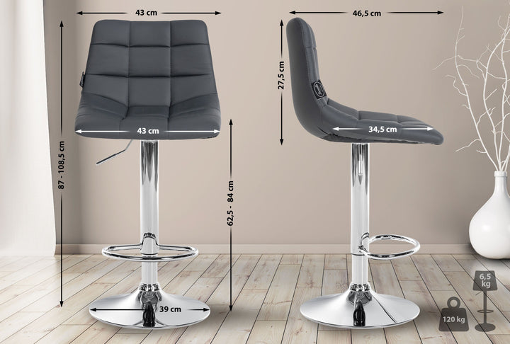 Set da 2 Sgabelli da Bar 107 Ecopelle Grigio - immagine 2