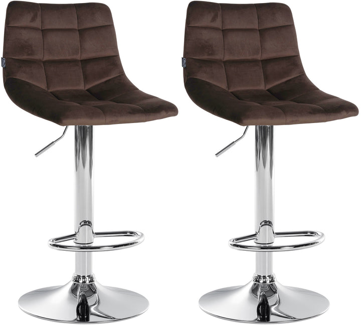 Set da 2 Sgabelli da Bar 107 Velluto Marrone