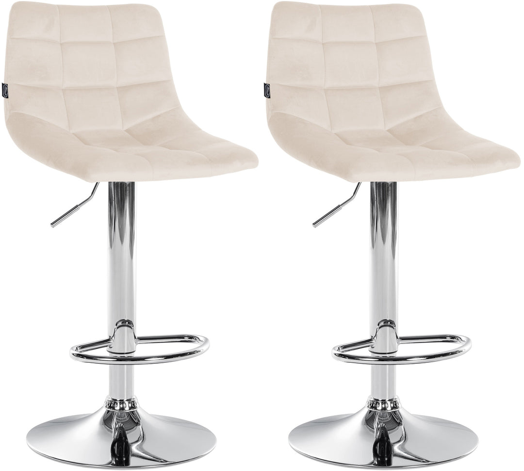 Set da 2 Sgabelli da Bar 107 Velluto Crema