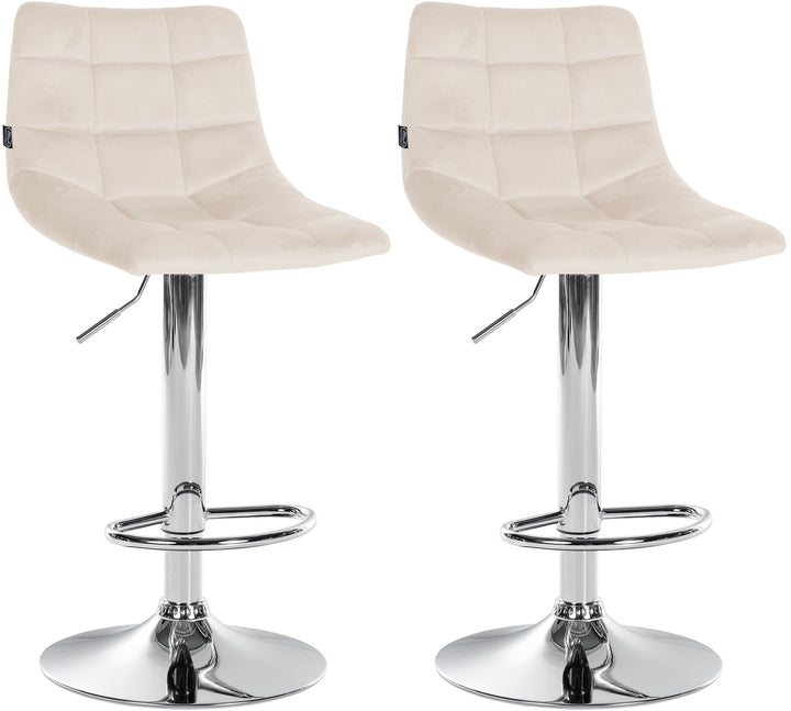 Set da 2 Sgabelli da Bar 107 Velluto Crema