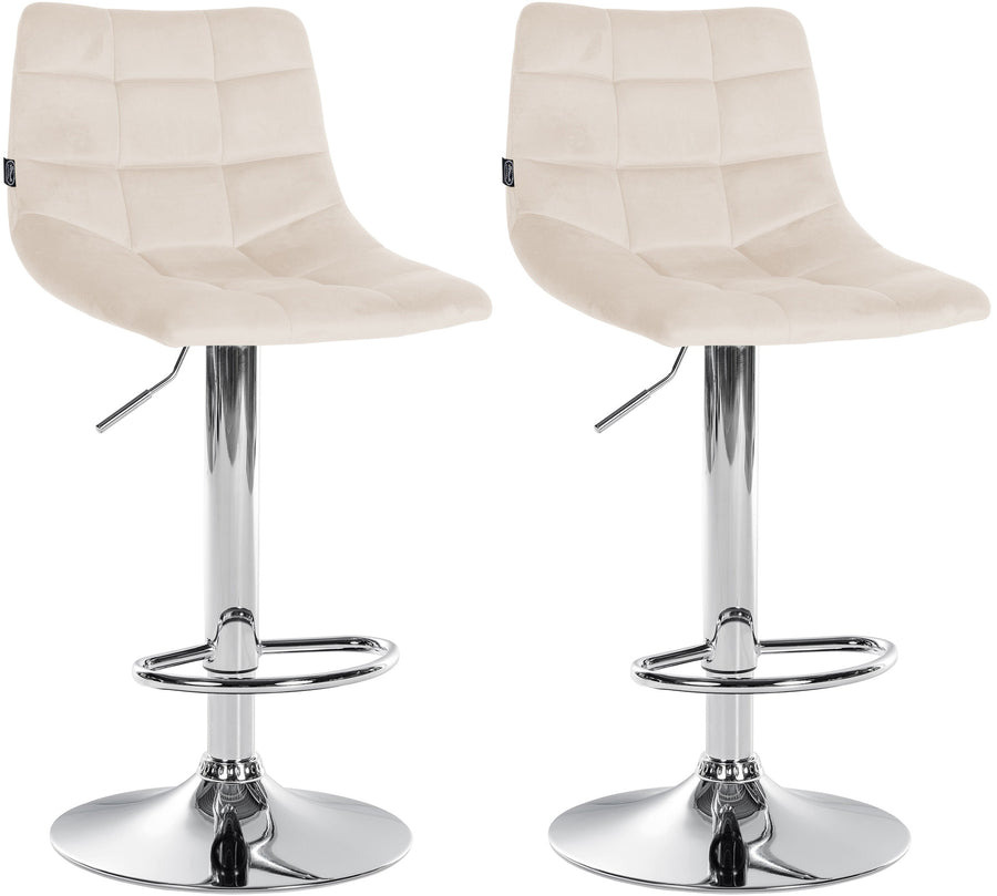 Set da 2 Sgabelli da Bar 107 Velluto Crema
