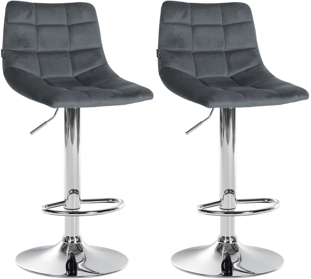 Set da 2 Sgabelli da Bar 107 Velluto Grigio scuro