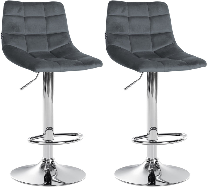 Set da 2 Sgabelli da Bar 107 Velluto Grigio scuro
