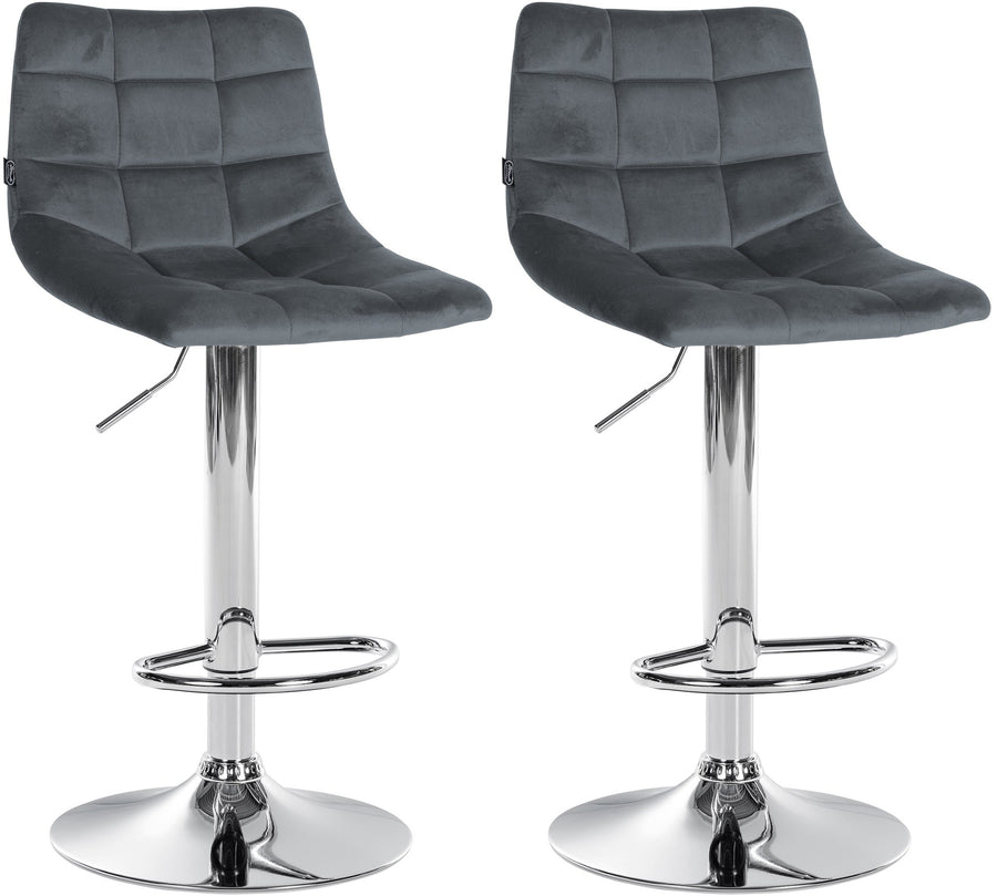 Set da 2 Sgabelli da Bar 107 Velluto Grigio scuro