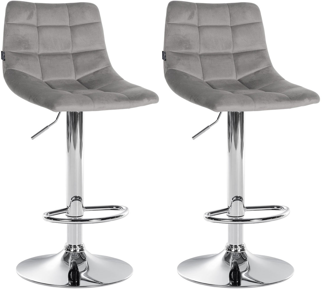 Set da 2 Sgabelli da Bar 107 Velluto Grigio