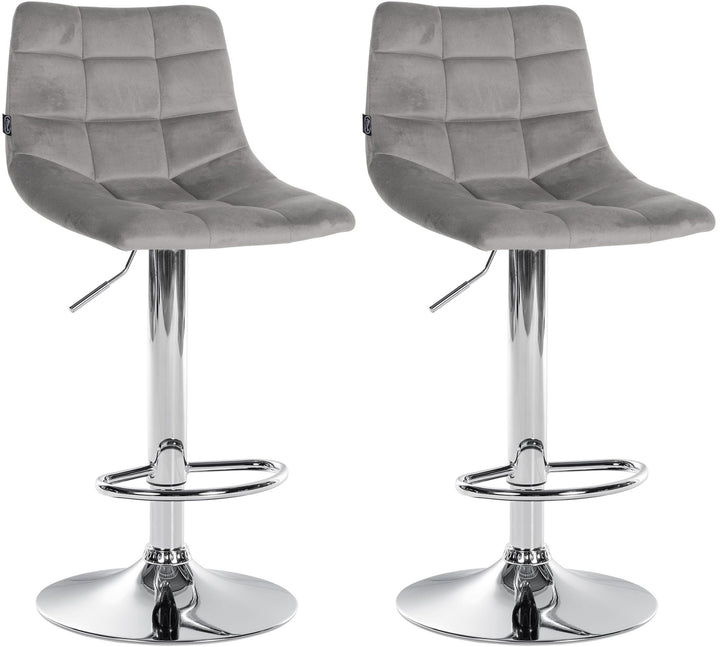 Set da 2 Sgabelli da Bar 107 Velluto Grigio