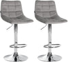 Set da 2 Sgabelli da Bar 107 Velluto Grigio