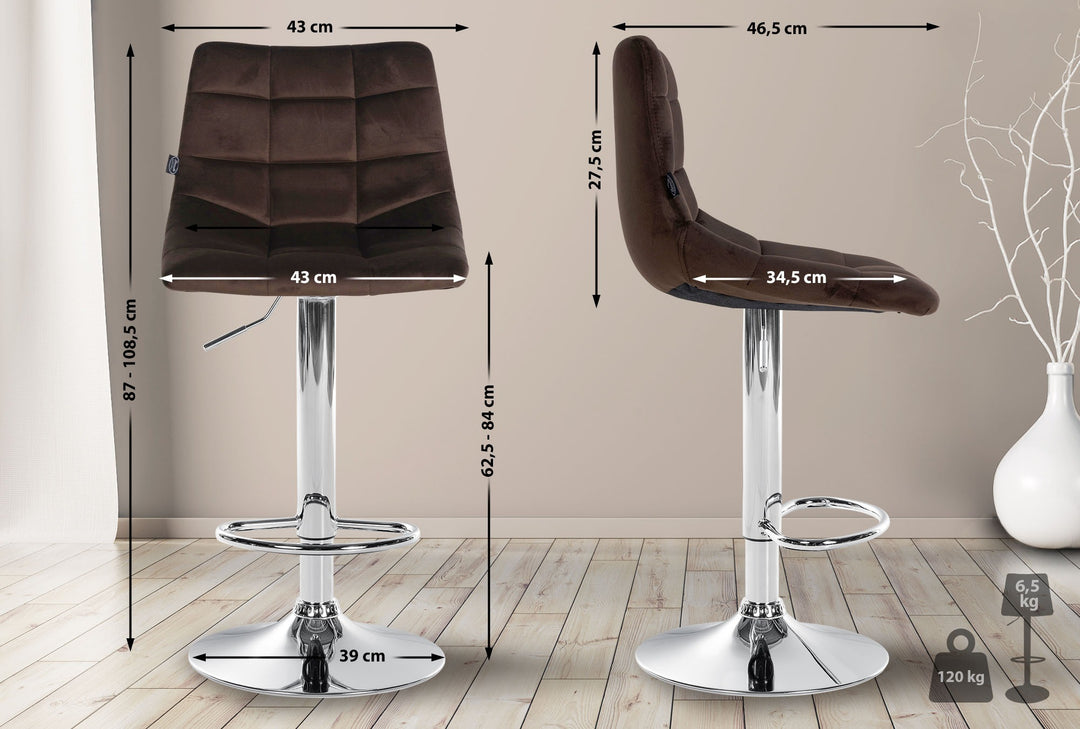 Set da 2 Sgabelli da Bar 107 Velluto Marrone - immagine 2