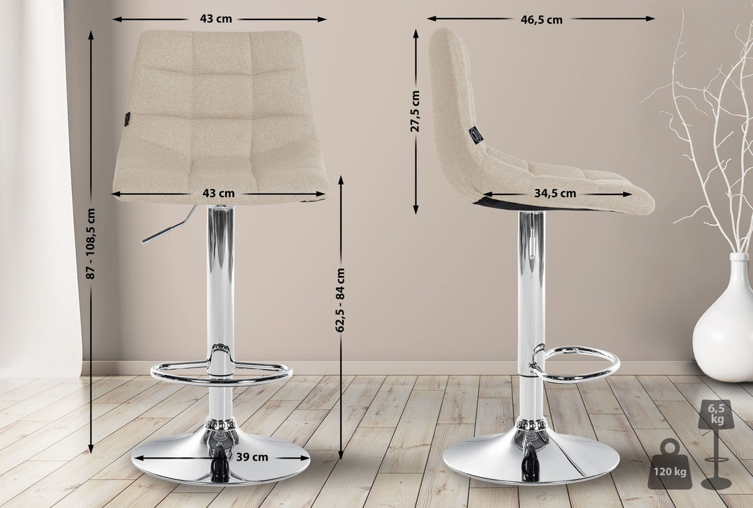 Set da 2 Sgabelli da Bar 107 Tessuto Crema - immagine 2
