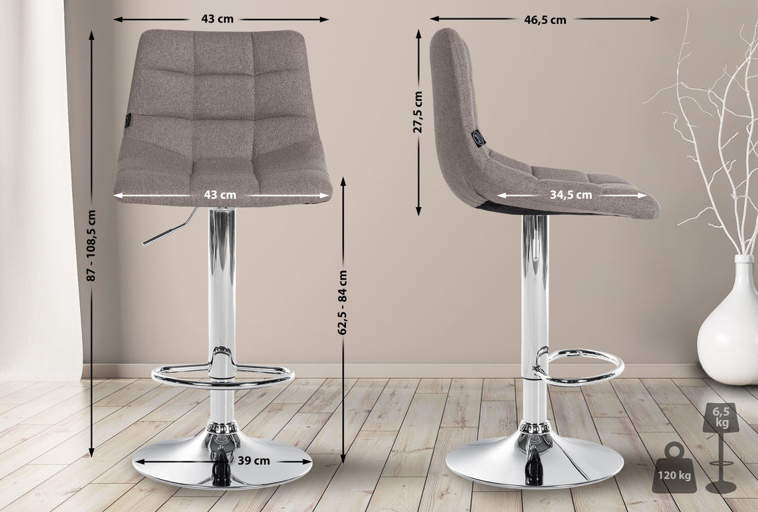 Set da 2 Sgabelli da Bar 107 Tessuto Grigio - immagine 2