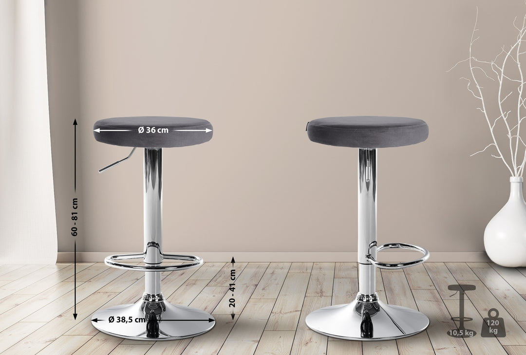 Set da 2 Sgabelli da Bar 109 Velluto Grigio scuro - immagine 2
