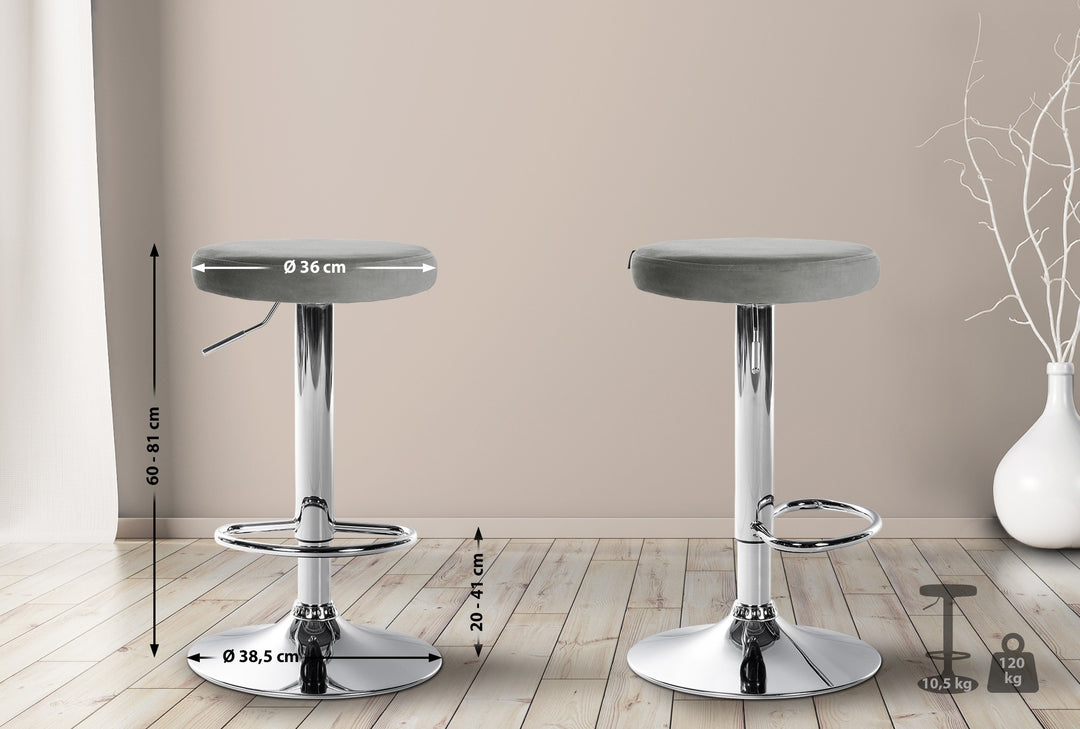 Set da 2 Sgabelli da Bar 109 Velluto Grigio - immagine 2