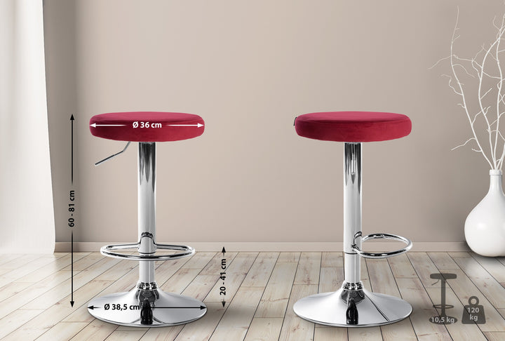 Set da 2 Sgabelli da Bar 109 Velluto Rosso - immagine 2