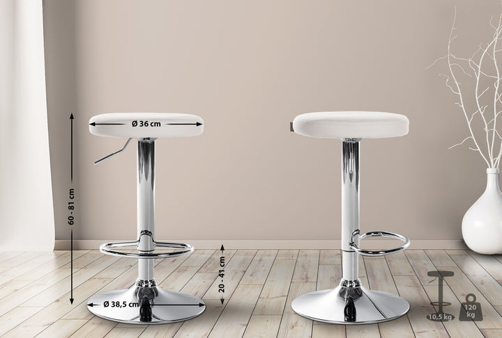 Set da 2 Sgabelli da Bar 109 Ecopelle Bianco - immagine 2