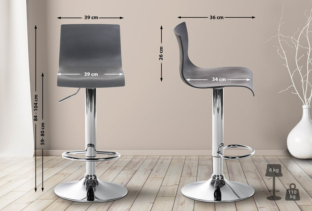 Sgabello da Bar 105 Plastica Grigio - immagine 2
