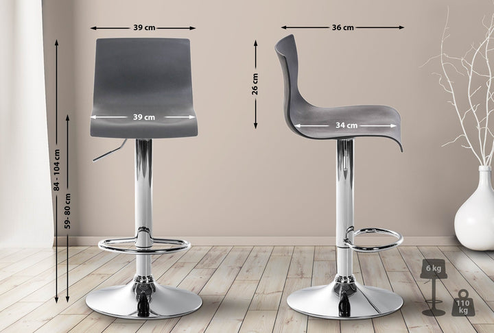 Sgabello da Bar 105 Plastica Grigio - immagine 2
