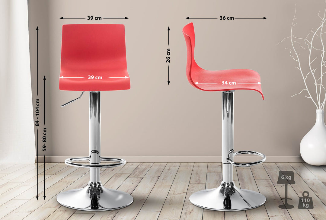 Sgabello da Bar 105 Plastica Rosso - immagine 2