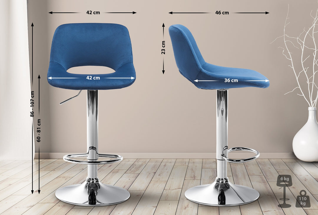 Sgabello da Bar 106 Velluto Blu - immagine 2