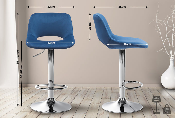Sgabello da Bar 106 Velluto Blu - immagine 2