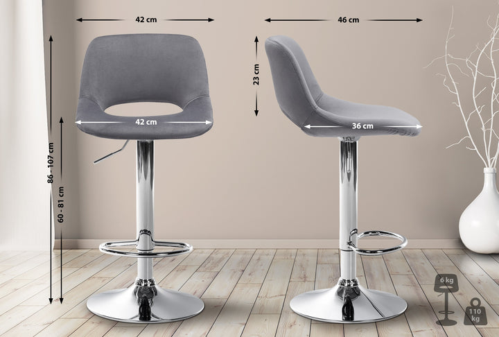 Sgabello da Bar 106 Velluto Grigio scuro - immagine 2