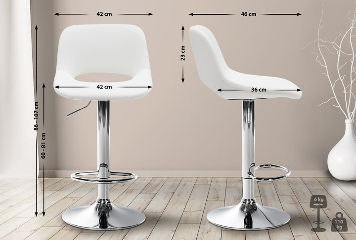 Set da 2 Sgabelli da Bar 106 Ecopelle Bianco - immagine 2