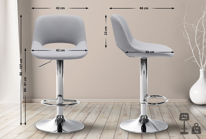 Set da 2 Sgabelli da Bar 106 Ecopelle Grigio - immagine 2