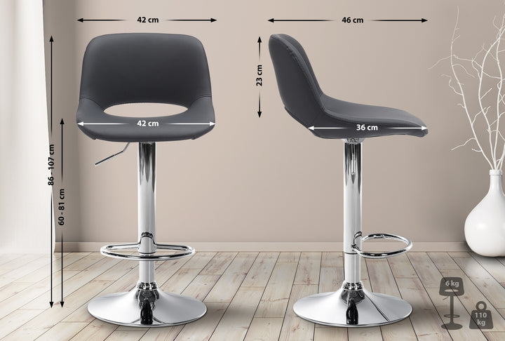 Set da 2 Sgabelli da Bar 106 Ecopelle Nero - immagine 2
