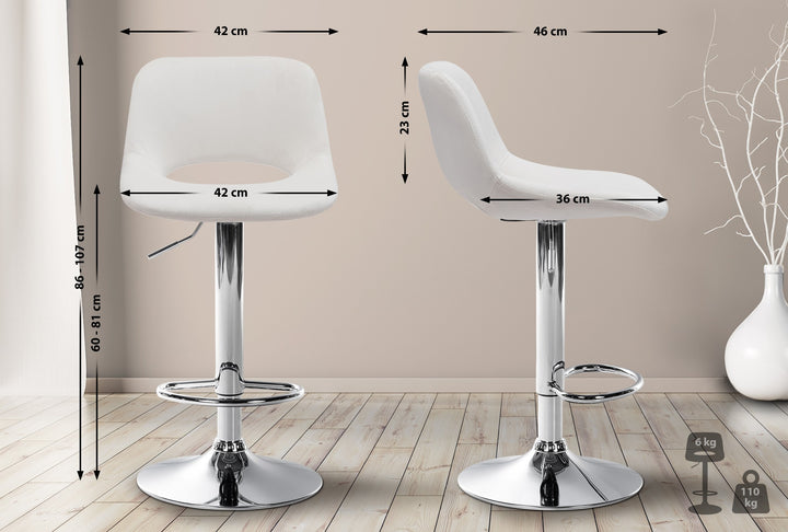 Set da 2 Sgabelli da Bar 106 Velluto Crema - immagine 2