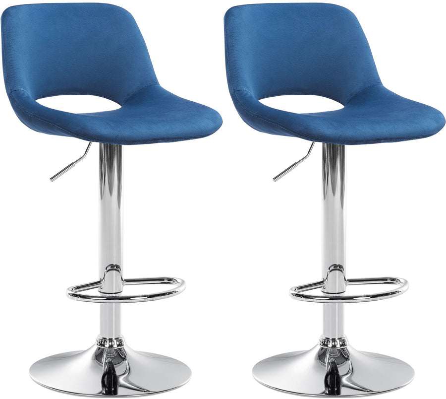 Set da 2 Sgabelli da Bar 106 Velluto Blu